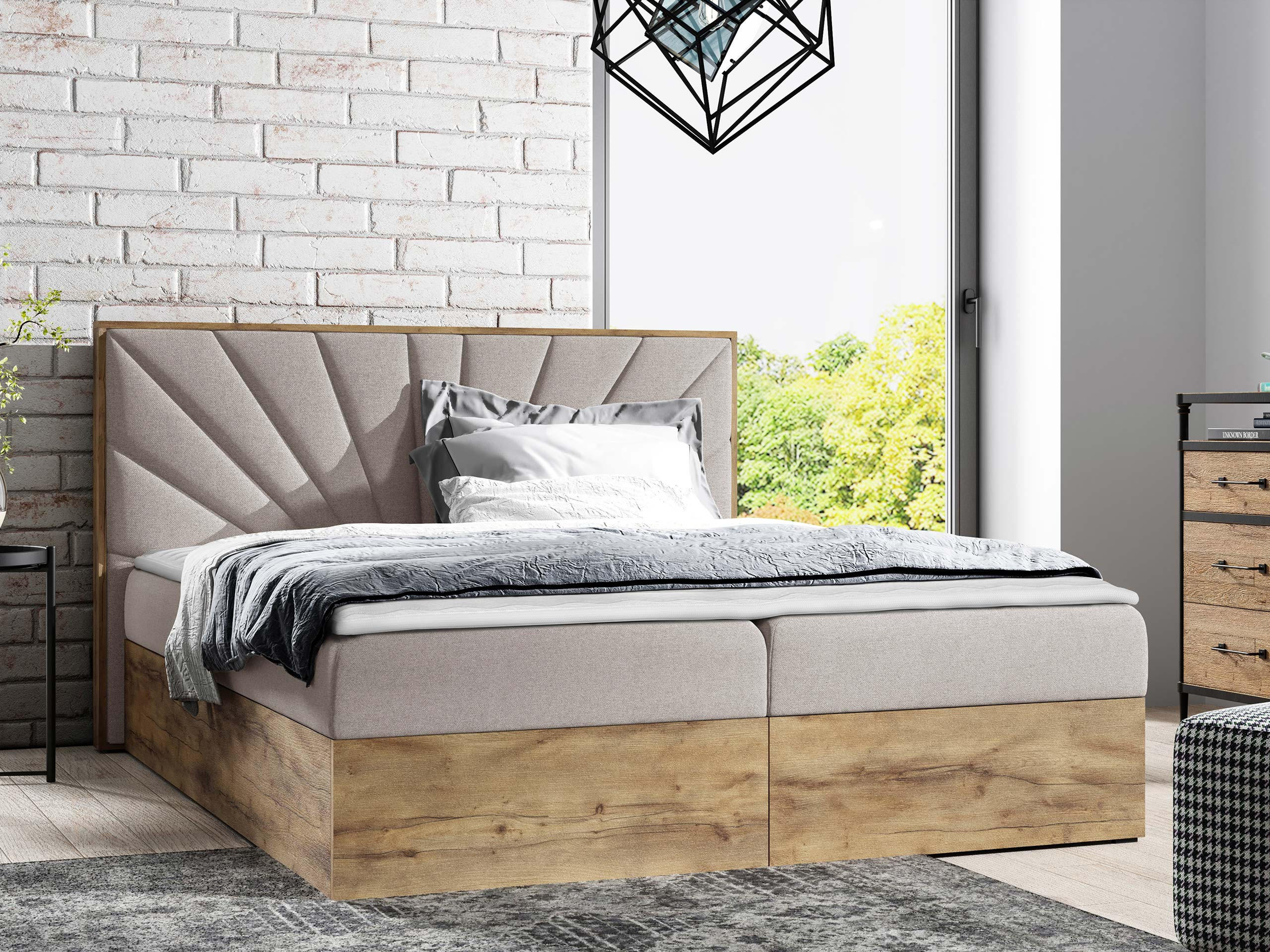 BOXBETT Wood 7 - Naturfarben, Holz/Textil (120/200cm) - MIRJAN24
