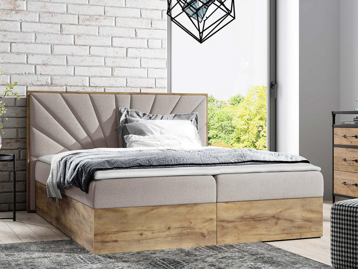 BOXBETT Wood 7 - Naturfarben, Holz/Textil (200/200cm) - MIRJAN24
