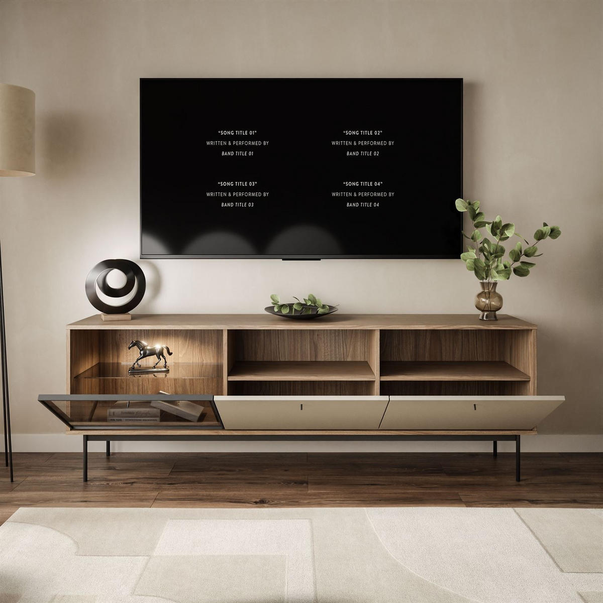 TV-SCHRANK ISA mit LED-Beleuchtung - Eichefarben, Holzwerkstoff (185/63/40cm) - Lookway