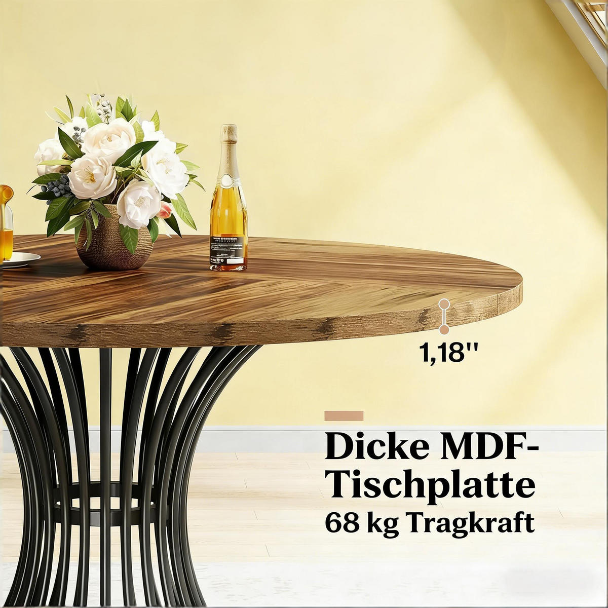 ESSTISCH Rustikalbraun 119/119/76.5 cm - Schwarz, Holz (119/119/76.5cm) - PANGIVO