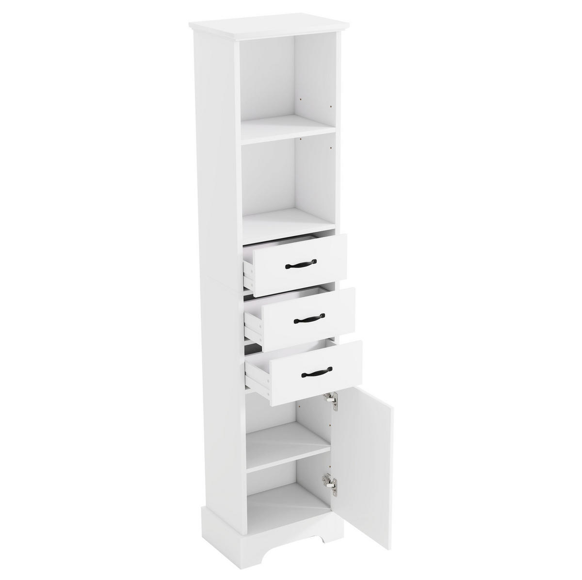 BADEZIMMERSCHRANK mit 3 Schubladen 38 x 26 x 172,5 cm Weiß - Weiß, Holzwerkstoff (26/172.5/38cm) - Beauniv