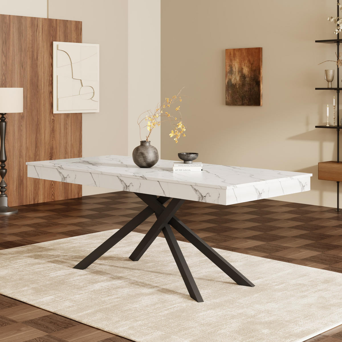 ESSTISCH 140/180/80 cm in Weiß, aus MDF, ausziehbar für 6–8 Personen - Weiß, Holzwerkstoff (180/80/76cm) - Flora Grace