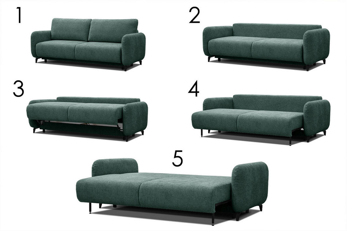 SOFA DRAKE 3-Sitzer mit Schlaffunktion, smaragdgrün - Smaragdgrün/Braun, Holz/Textil (232/90/107cm) - Courtois Laville
