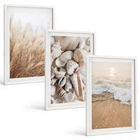 BILDER SET 3er Set - 40x60 cm Weißer Rahmen - Strandmotive, Muscheln, Wellen - Weiß, Kunststoff (40/60cm) - TULUP