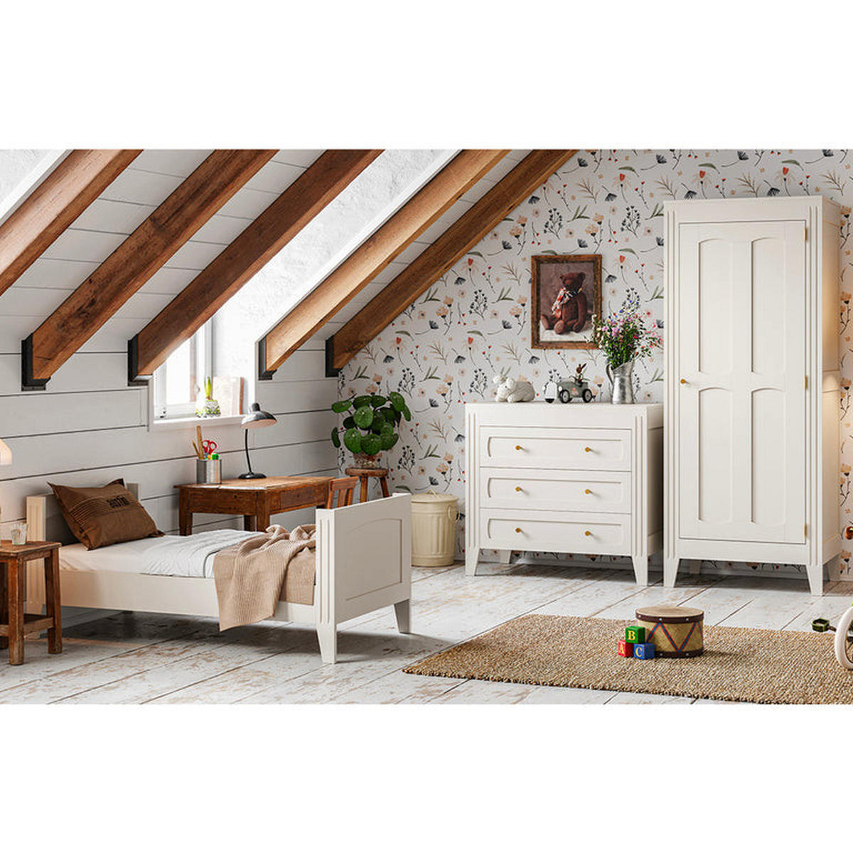 OMARA 1 vrata Bela - bela, leseni material (80/197/55cm) - Petits-meubles