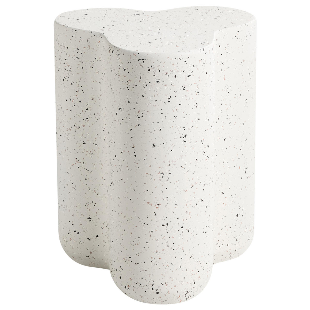 BEISTELLTISCH 32/37 cm Terrazzo Optik Cremeweiß Tellaro - Weiß, Keramik (32/37/46cm) - Beliani