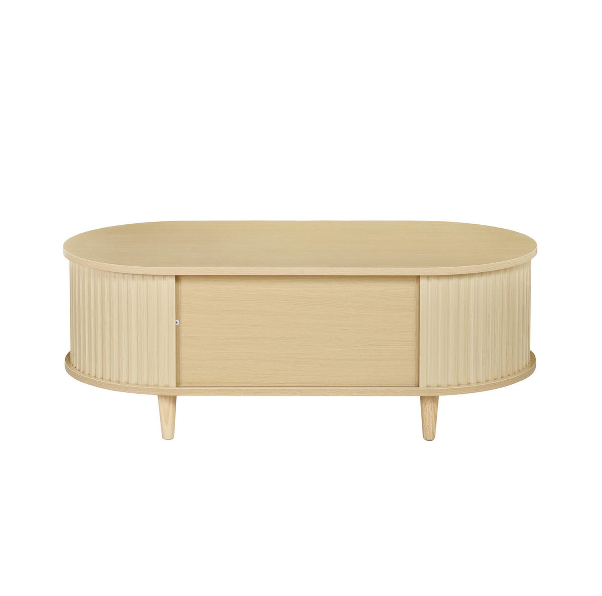 COUCHTISCH aus MDF 100x50x36 cm Eiche mit Schublade, Rolltüren und Ablage - Eichefarben, Holzwerkstoff (100/50/36cm) - IVMEU