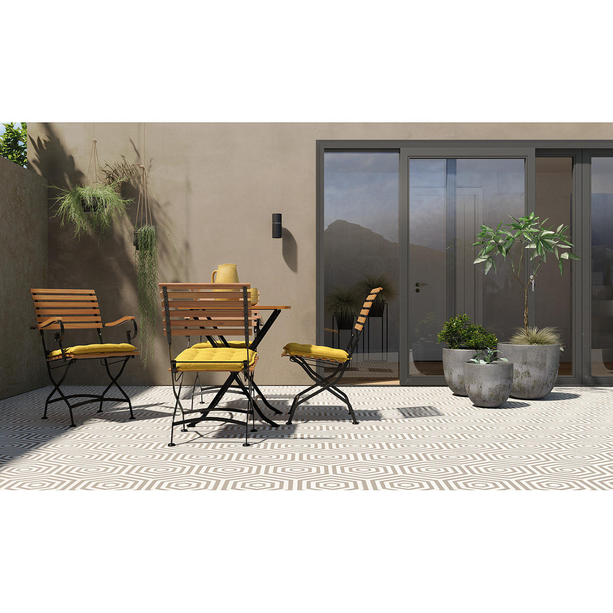 GARTENESSGRUPPE - Akazie massiv / Stahl - Akazie / Schwarz -5-teilig - Schwarz/Akaziefarben, Holz/Metall - home24