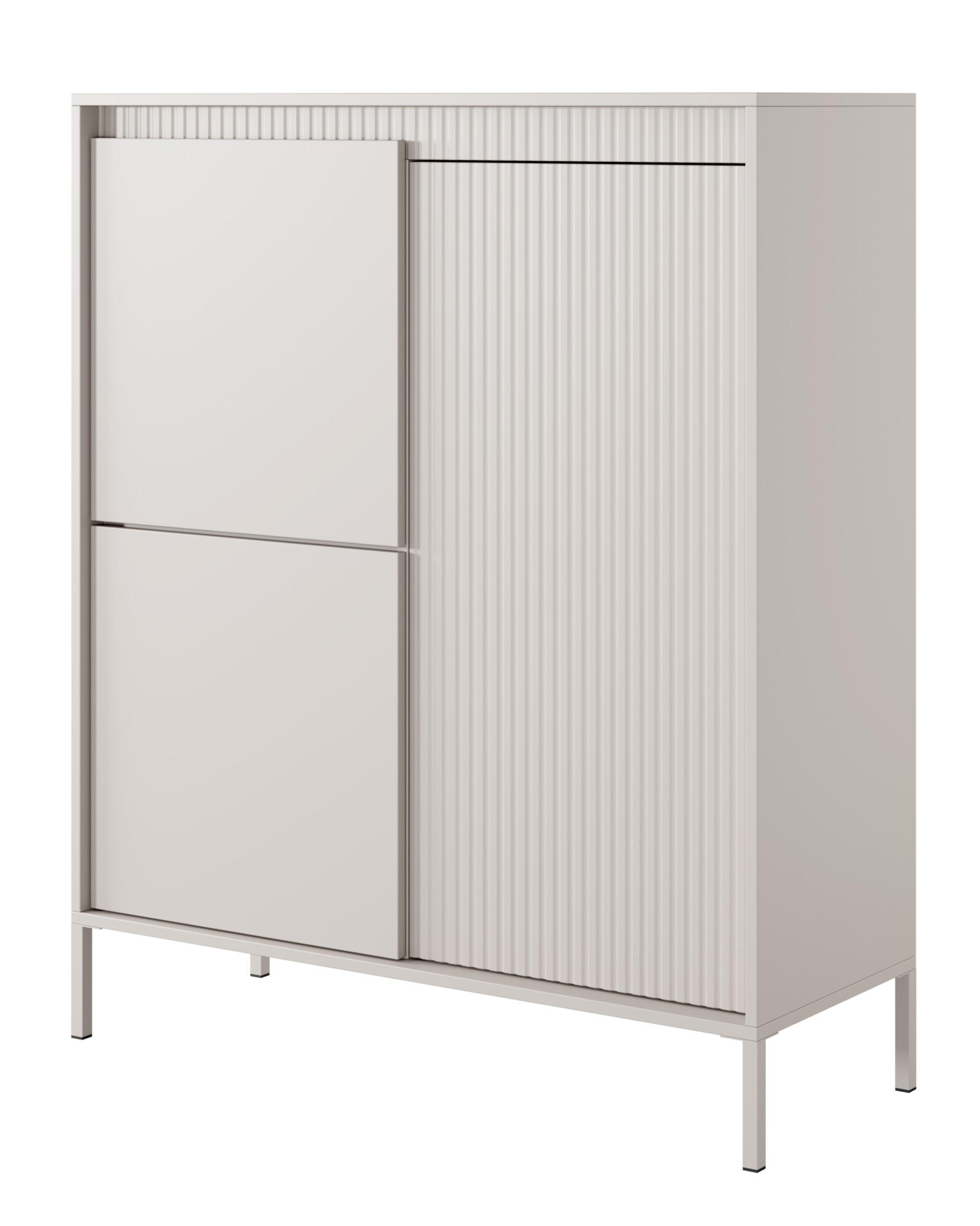 KOMMODE Beige ENSO Geriffelt 3 Türen - Beige, Holzwerkstoff (103.5/123.4/39.5cm) - Sepro Meble
