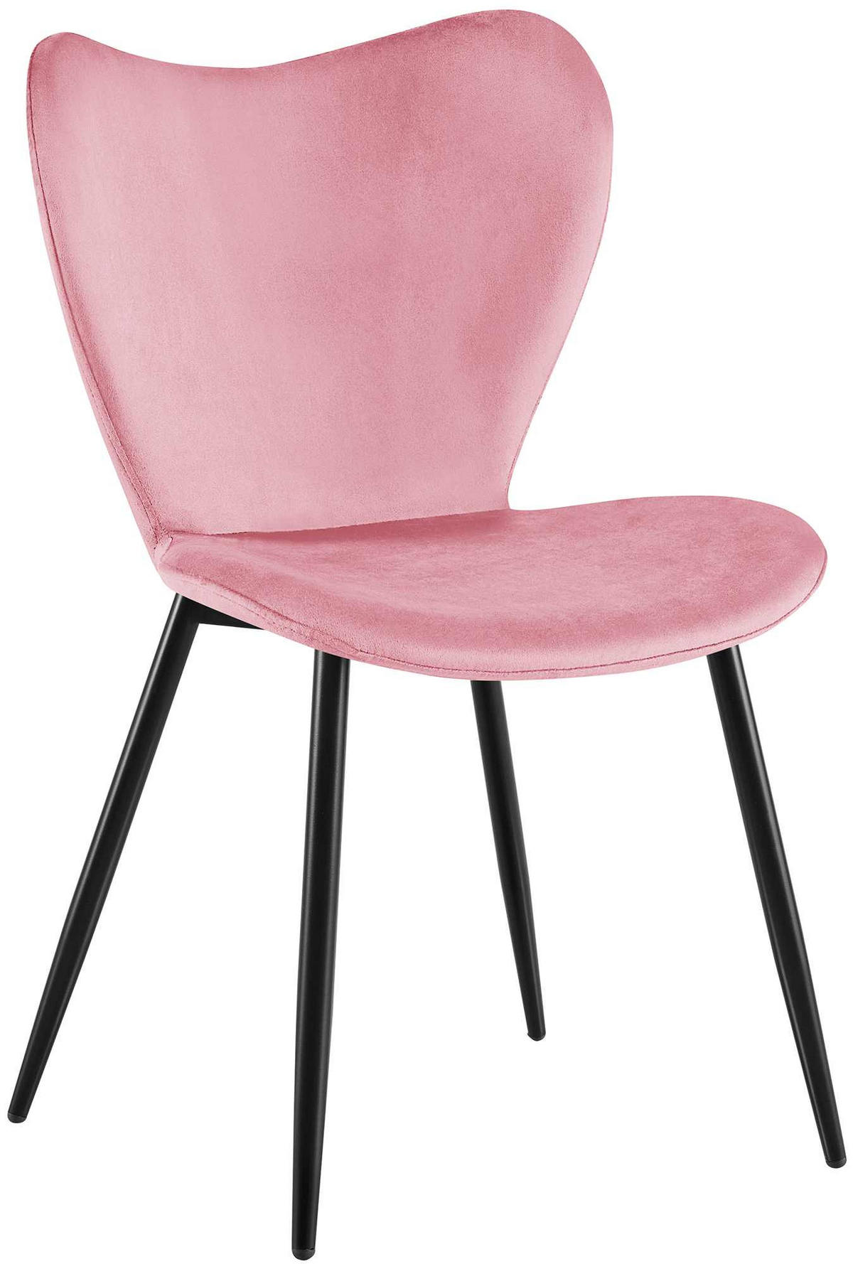 ESSZIMMERSTUHL Samt Rosa - Schwarz/Rosa, Textil/Metall (50/80/58cm) - CLP