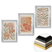 WANDBILDER 3er Set - 20x30 cm Silberner Rahmen - Abstrakte Pastellblumen - Silberfarben, Kunststoff (20/30cm) - ArtPrintCave