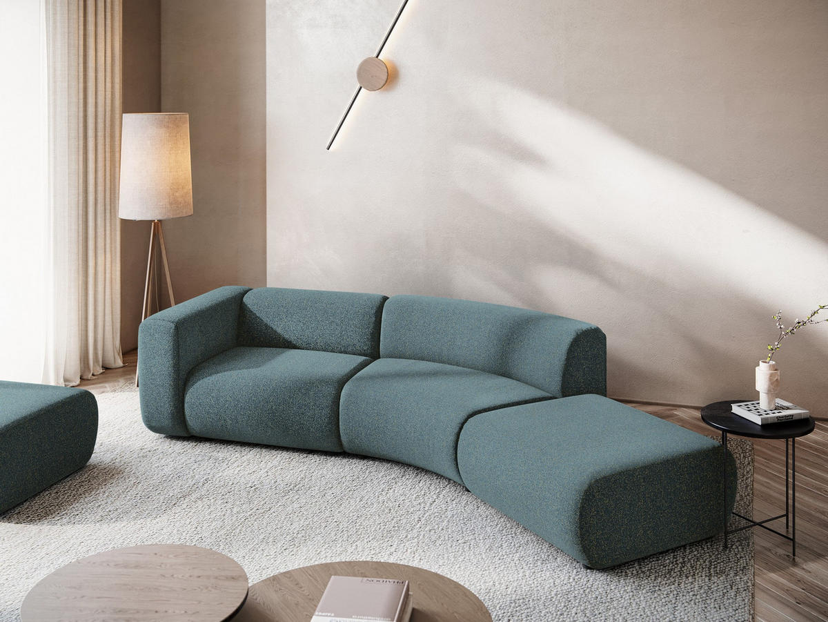 4-SITZER-SOFA Strukturstoff Stoff Blau - Blau/Blaugrau, Kunststoff/Textil (335/70/166cm) - Makamii