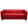 3ER SOFA Rot - Rot, Leder (191/70/75cm) - MCW