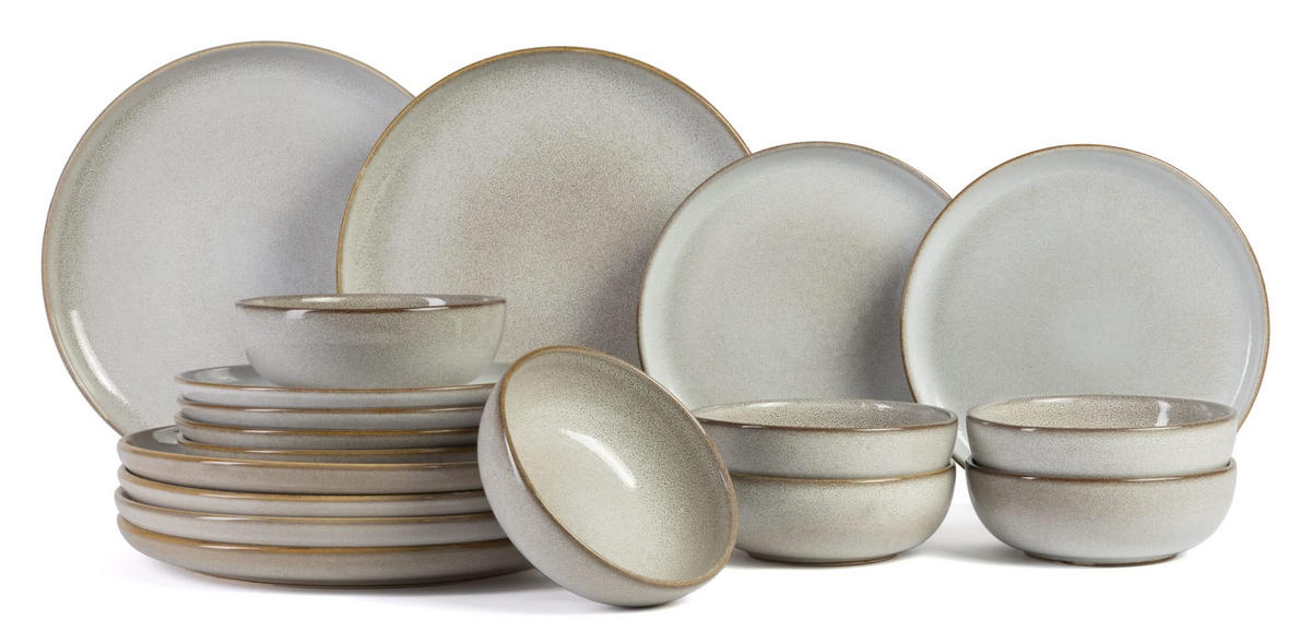 GESCHIRRSET Serviesset Saisons Sand 18-teilig - Creme, Keramik (2/2/1cm)