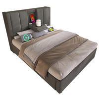 POLSTERBETT 90/200 cm Grau mit Stauraum und integrierter Ladestation mit Matratze - Grau, Textil (90/200cm) - OKWISH