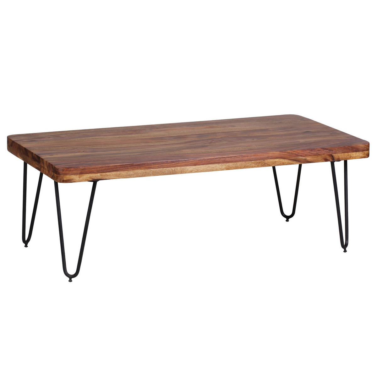 COUCHTISCH aus Massivholz mit Metallbeinen, handgefertigt, einzigartige Maserung, Braun 115x60x40 cm - Schwarz/Braun, Holz/Metall (60/115/40cm) - KADIMA DESIGN
