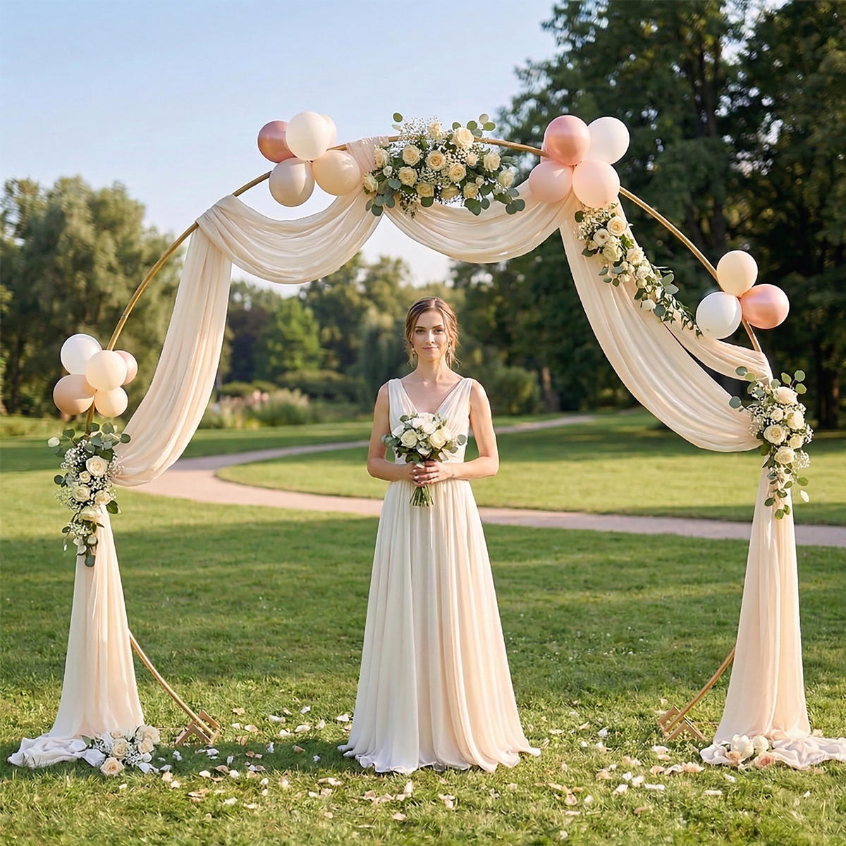 DEKOBOGEN Gold rund Stahl - Goldfarben, Metall (240/210/40cm) - Relaxdays