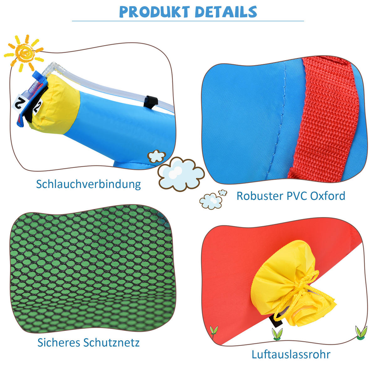 HÜPFBURG 364x315x239 cm Rutsche Pool - Blau, Textil (315/364/239cm) - LEBENLANG