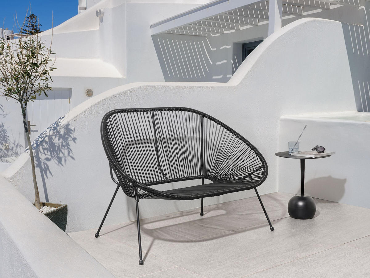 VRTNA KLUPA ratan crni 114 cm Acapulco - crna, plastika (113/88/78cm) - Beliani
