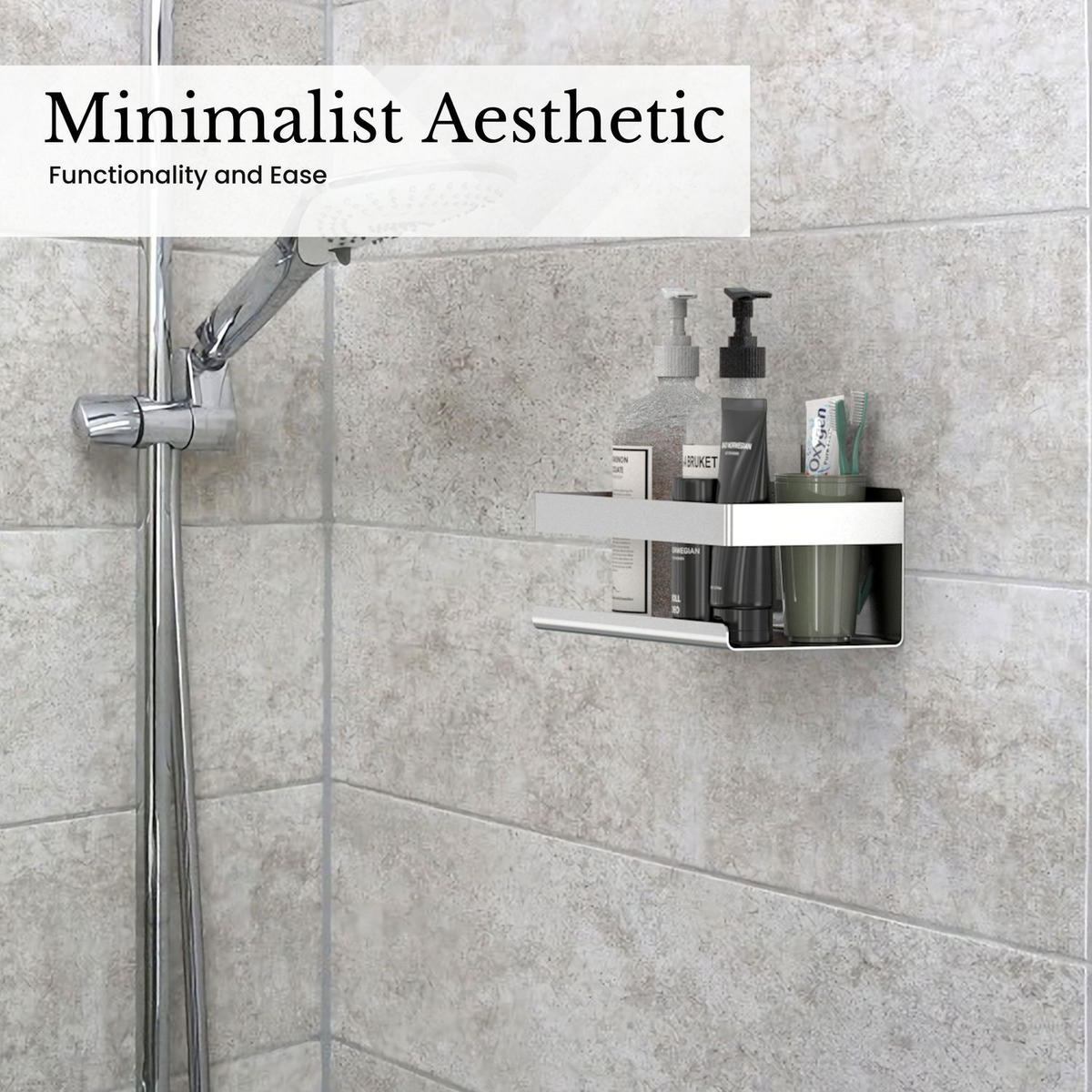 DUSCHREGAL Selbstklebend 23/10/8 (Silber) - Silberfarben, Metall (10/8/23cm) - Intirilife