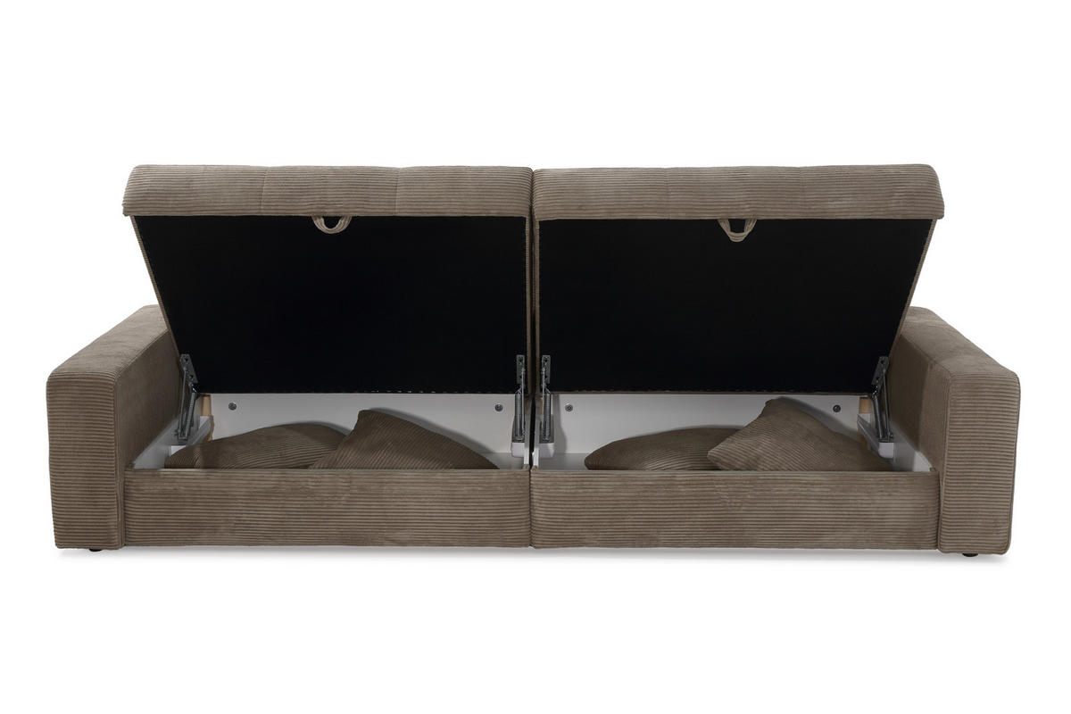BIG-SOFA mit 2 Bettkästen, viel Stauraum, B274/T113/H84 cm, Liegefläche 103x241 cm, Cord Braun Taupe / 15264 - Braun, Kunststoff/Textil (284/84/113cm) - luma-home