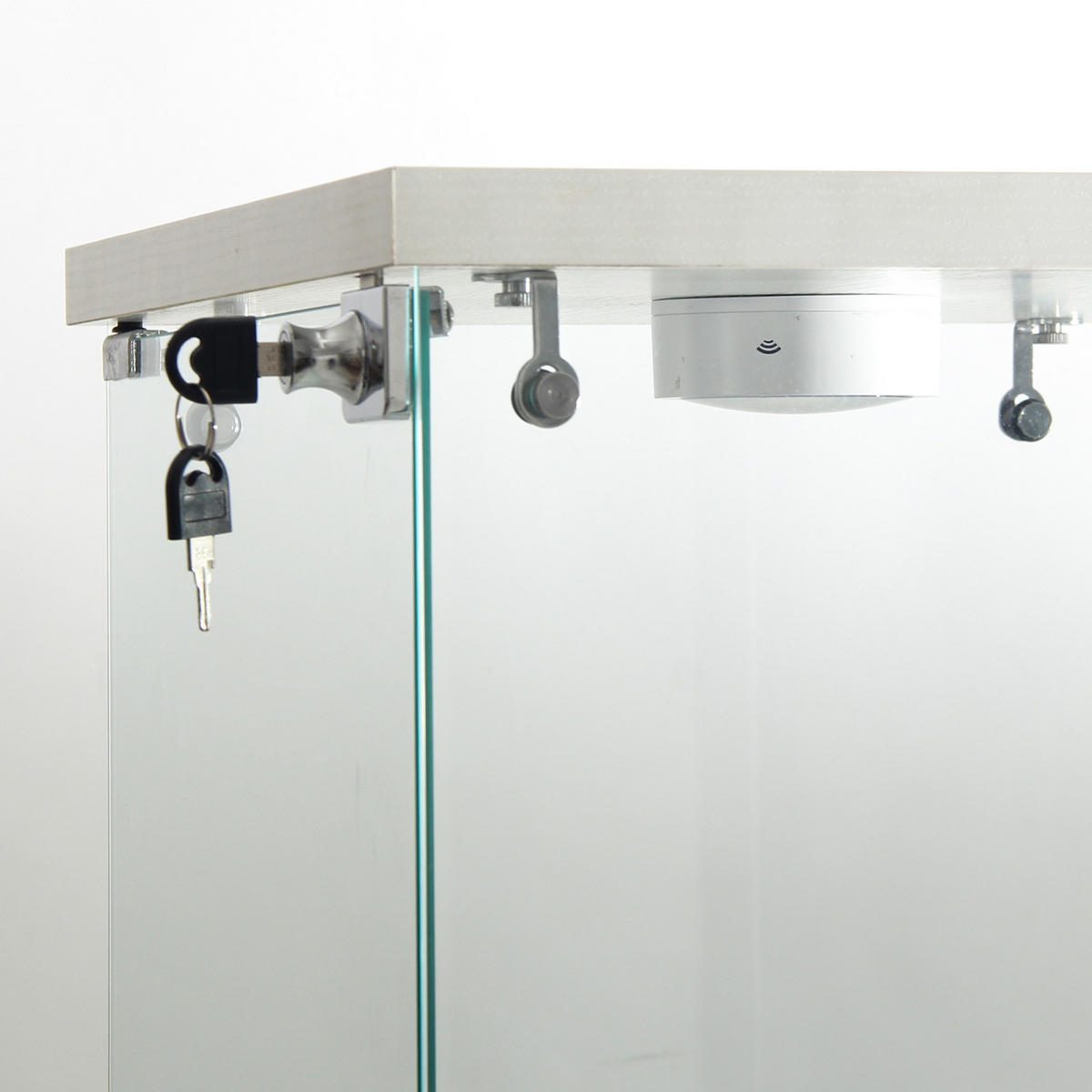 GLASVITRINE, LED-Beleuchtung, 2 Einlegeböden, 1 Tür, ideal zum Sammeln und Dekorieren in Weiß - Weiß, Glas (36.5/86.2/40.35cm) - BRILVERDE