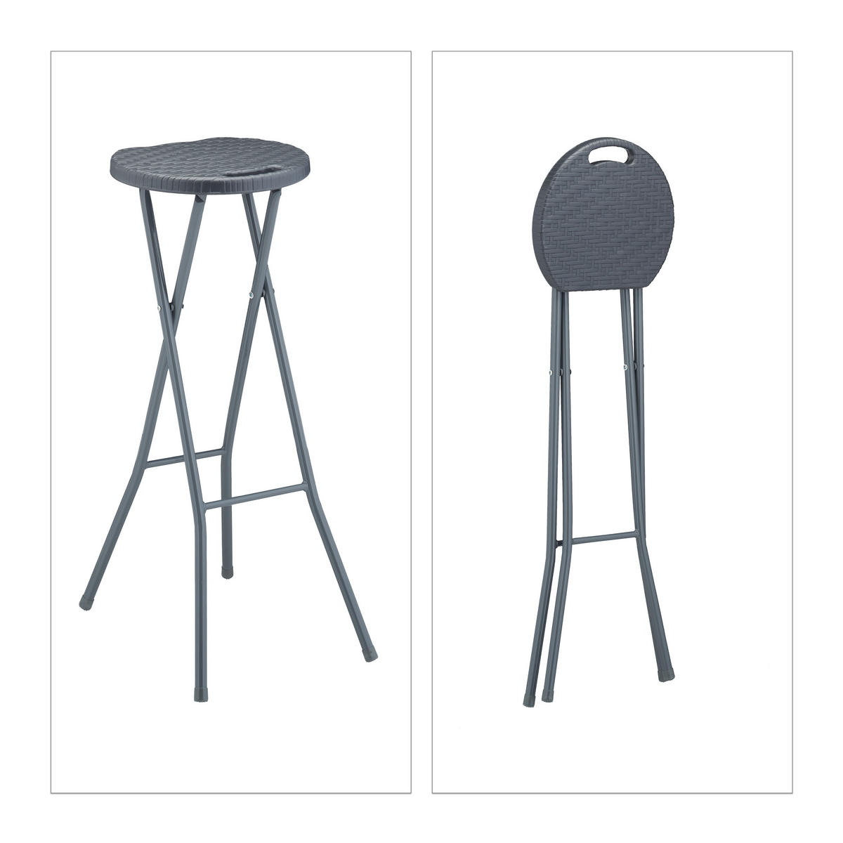 2XBARHOCKER - Grau, Kunststoff/Metall (34/80/45cm) - Relaxdays