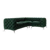ECKSOFA Chesterfield Laura Flasche Grün Samt, Ottomane rechts - Smaragdgrün/Silberfarben, Holz/Textil (264/204cm) - S-Style Möbel