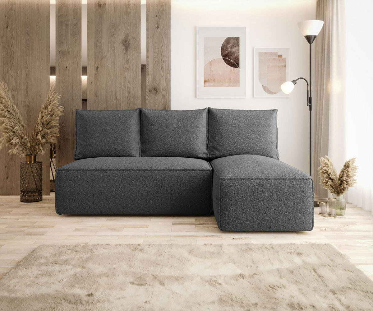 ECKSOFA mit Schlaffunktion SAVIO MINI Quelle 92 Rechts - Dunkelgrau, Textil (200/140cm) - Bedante