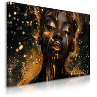 LEINWANDBILD für Wohnzimmer Porträt Frau Abstraktion Glamour 90cm x 60cm - Beige/Schwarz, Textil (90/60cm) - Muralo