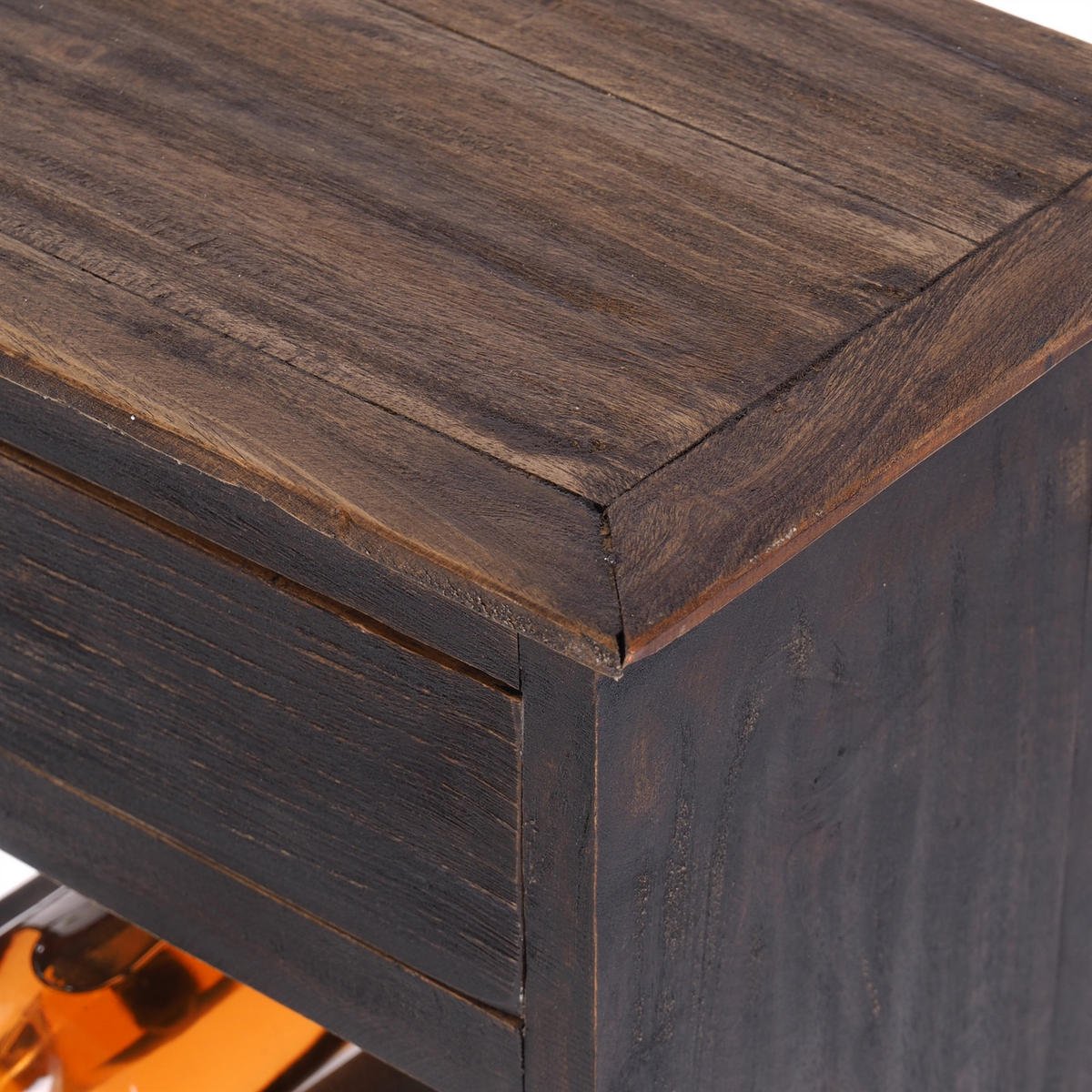 FLASCHENREGAL CORTEZ 85 Recyclingholz massiv, für 16 Flaschen, mit Schublade 04 schwarz-natur - Graubraun, Holz (55/85/23cm) - DESIGN DELIGHTS