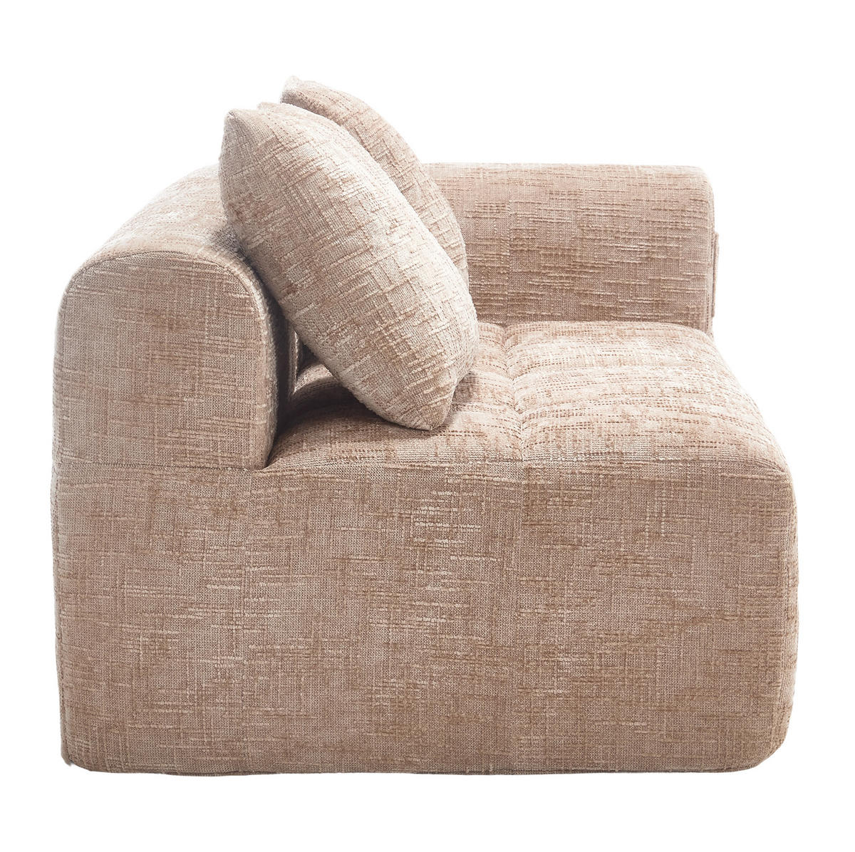 2-SITZER 158/90/60 cm Khaki aus Chenille mit Seitentaschen - Sandfarben, Textil (90/60/158cm) - OKMYHOME