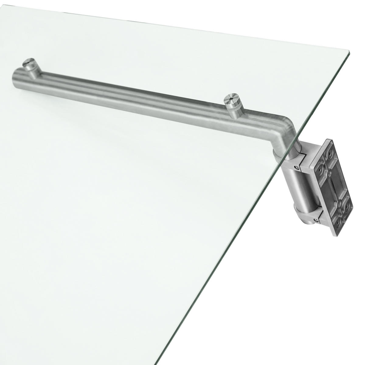 VORDACH & Halterungen, Glas, 144cm B, 80cm T - Silberfarben, Glas (70/20/20cm) - Monstershop
