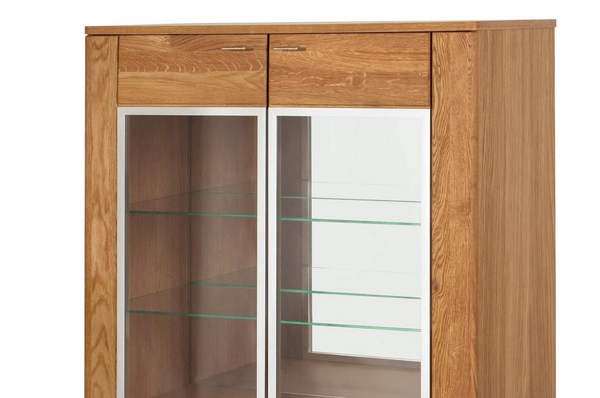 STANDVITRINE Latina Honig Eiche 96 / 42 / 134cm - Honigeiche/Braun, Holz/Metall (96/134/42cm) - Feldmann-Wohnen