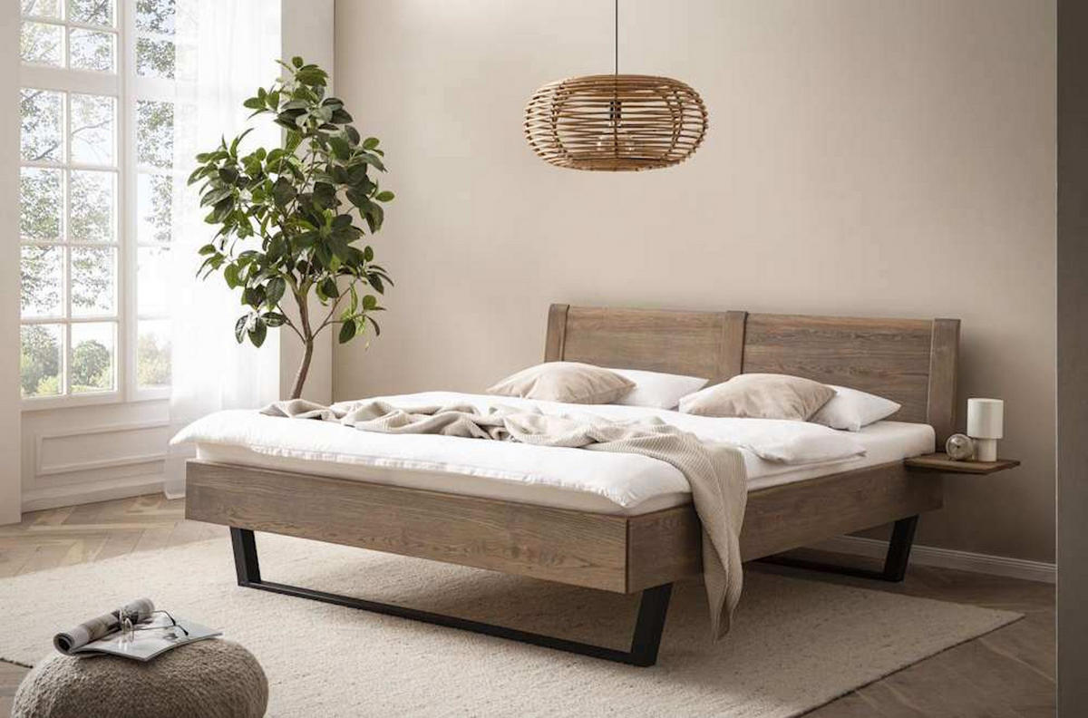 MASSIVHOLZBETT Premium 605 - wildeiche-rustikal - Braun, Holz (180/220cm) - BED BOX