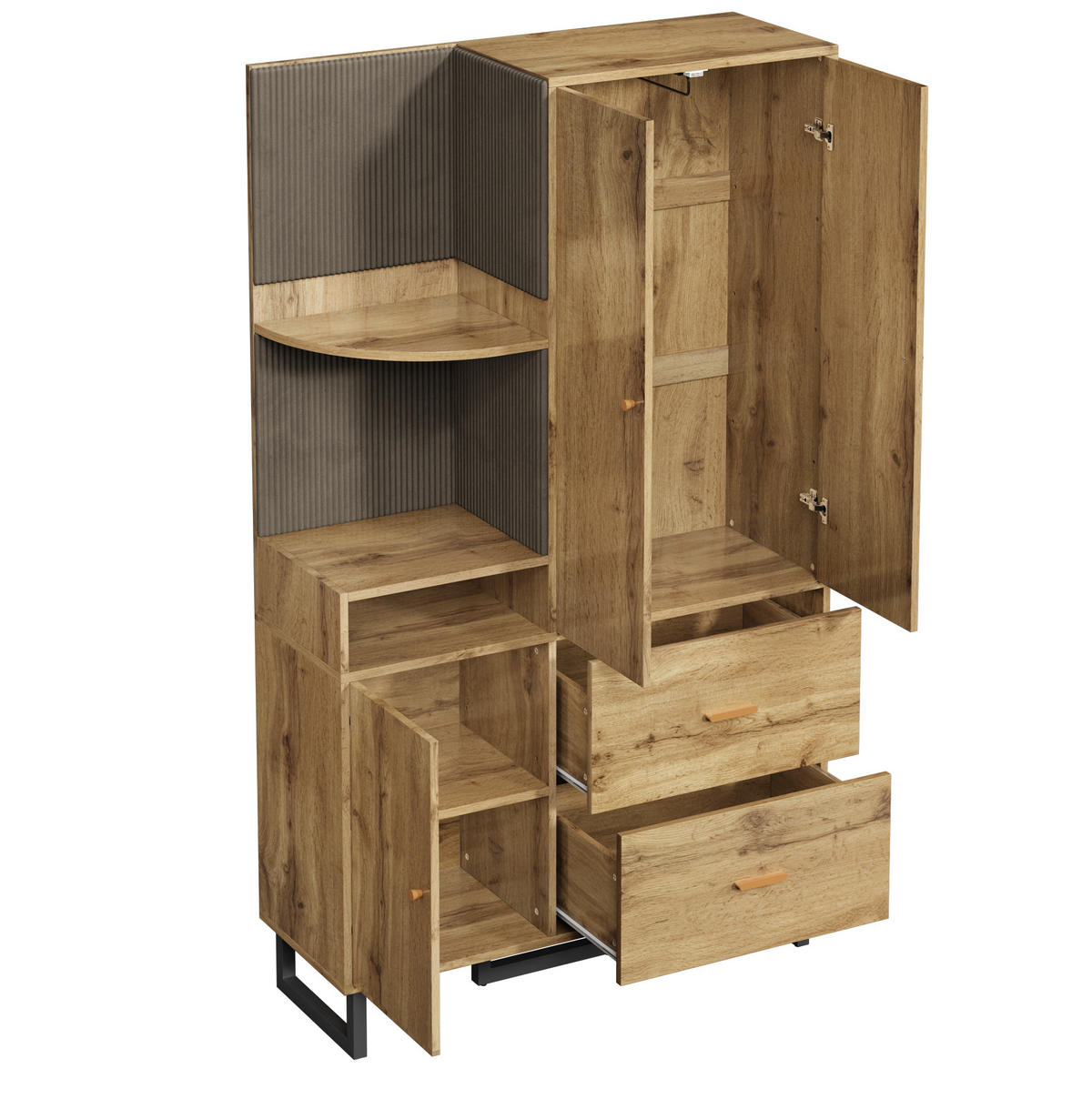 SCHUHSCHRANK aus MDF 110x38x186cm in Natur mit Soft-Close - Naturfarben, Holzwerkstoff (110/186/38cm) - Modfu