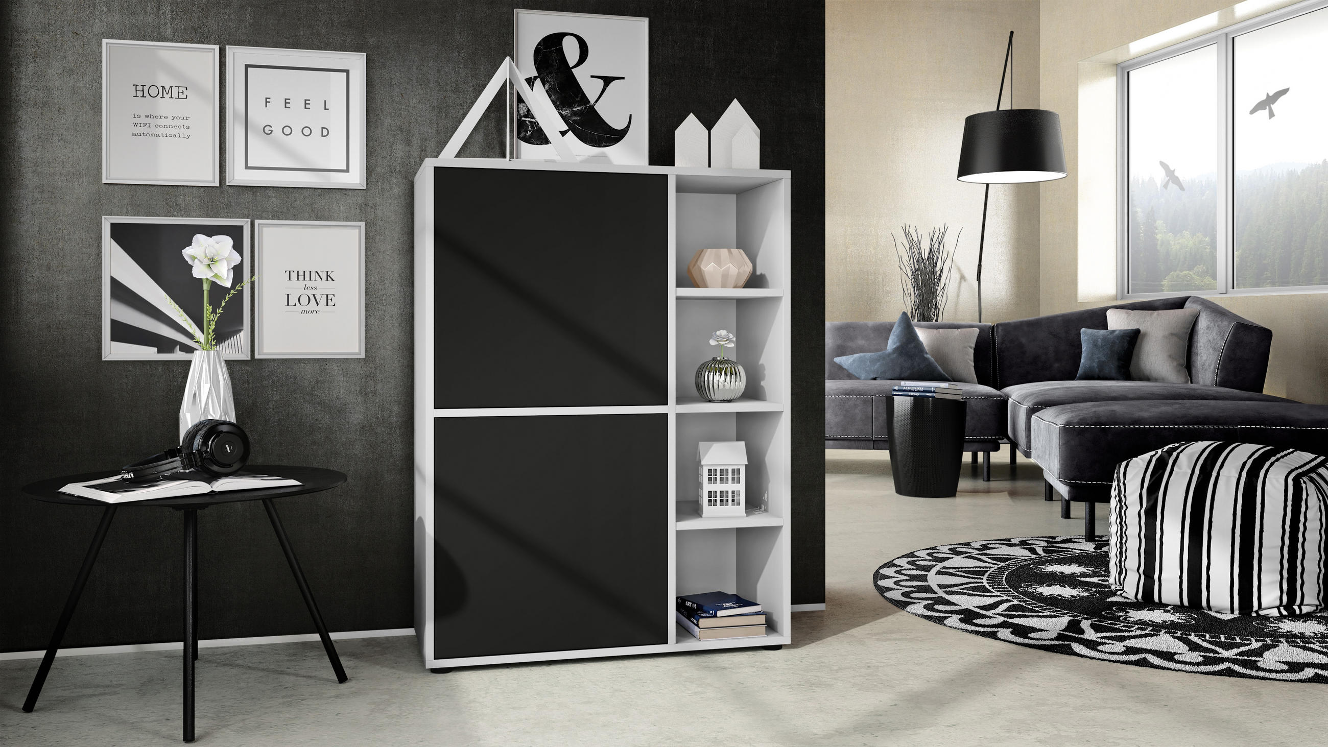 HIGHBOARD Cuba Türen in Schwarz matt - Schwarz, Holzwerkstoff (79/105.5/35.5cm) - Vladon