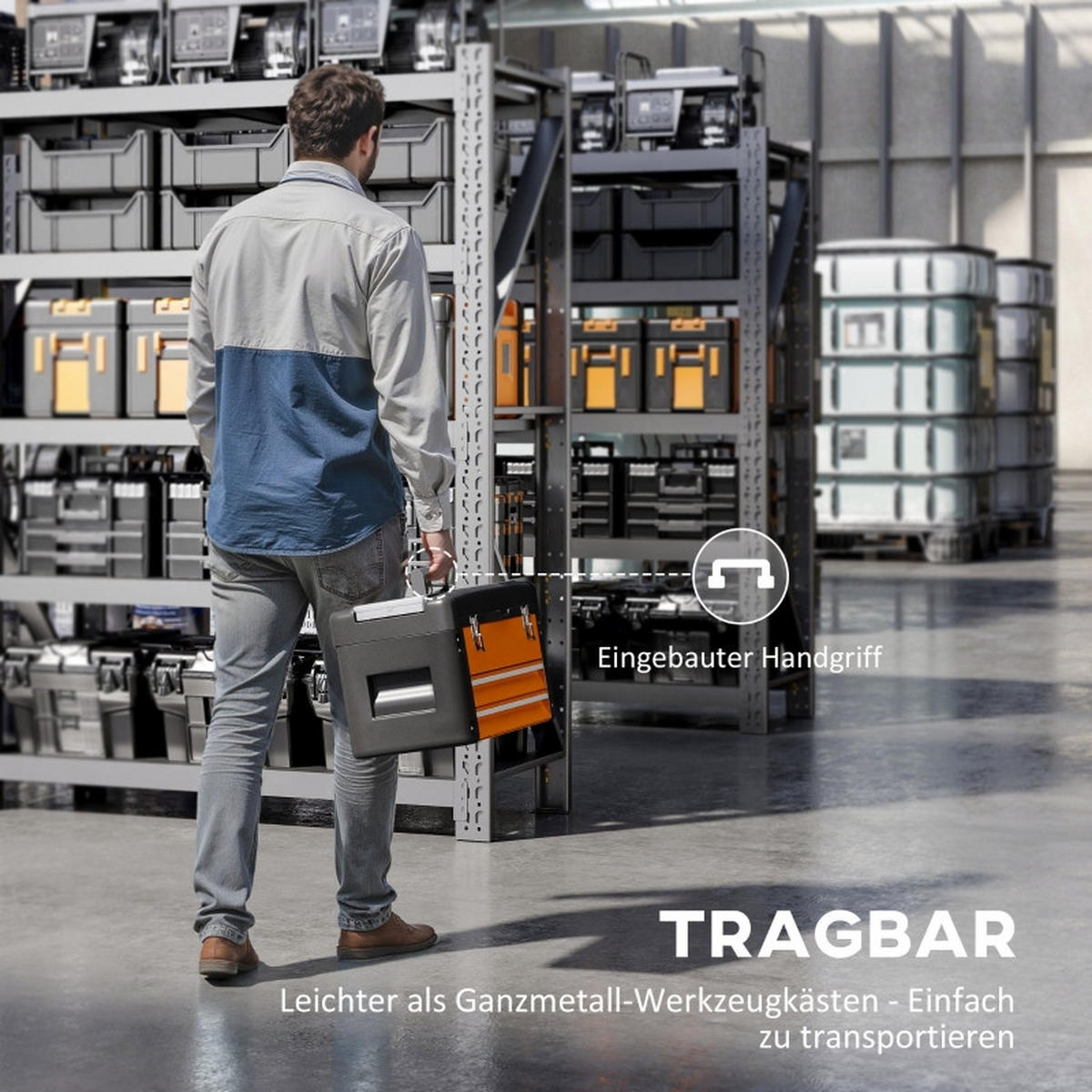WERKZEUGKOFFER mit 2 Schubladen, Mini-Boxen und Top-Fach, 49,7x25,3x28,9 cm - Orange, Kunststoff (25.3/28.9/49.7cm) - Novahome