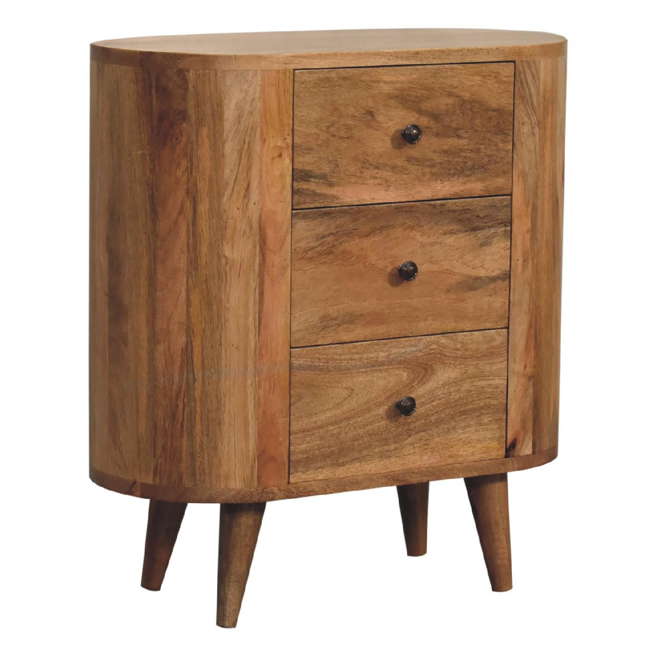 SCHRANK in Eichengleichem Finish, 3-Schublades, Beige - Messingfarben/Braun, Holz/Metall (60/65/30cm) - Artisan Furniture