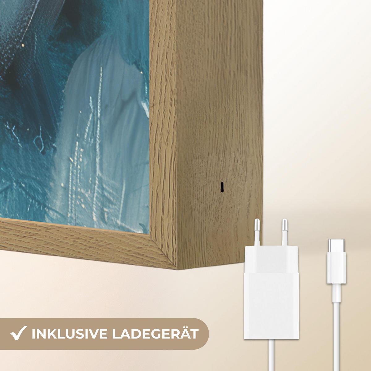 NÁSTĚNNÁ LAMPA S AKUMULÁTOREM Abstraktní - umění - zlatá - modrá 60x90 cm - tyrkysová, kompozitní dřevo (60/90/8cm) - OnlyWow