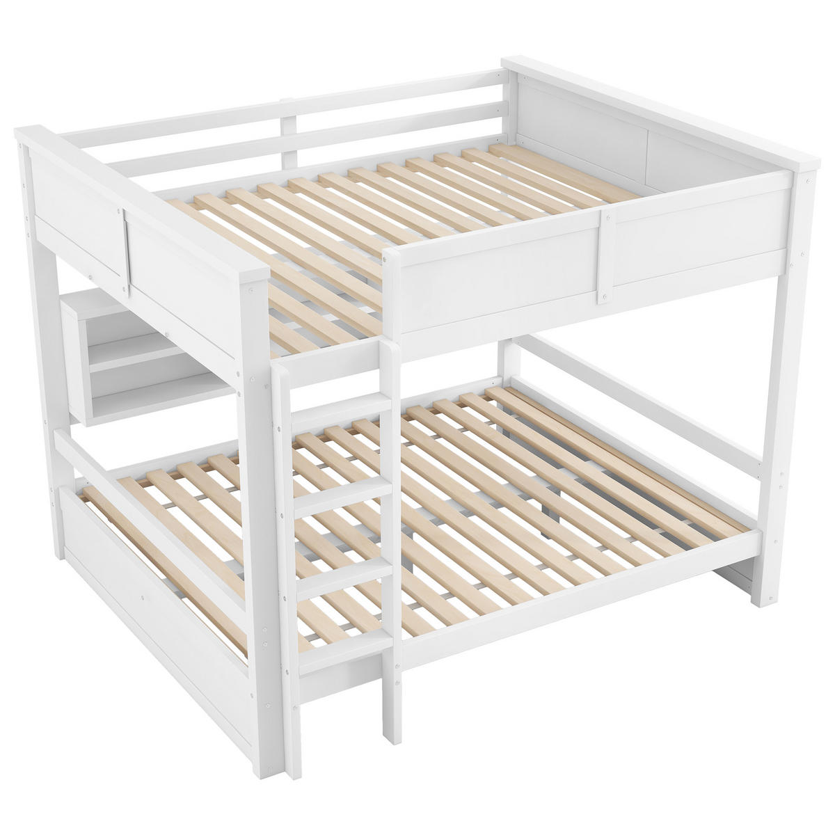 ETAGENBETT 160x200 cm aus Kiefernholz & MDF mit Stauraumschränken und LED, weiß - Weiß, Holzwerkstoff (160/200cm) - Luhomfu