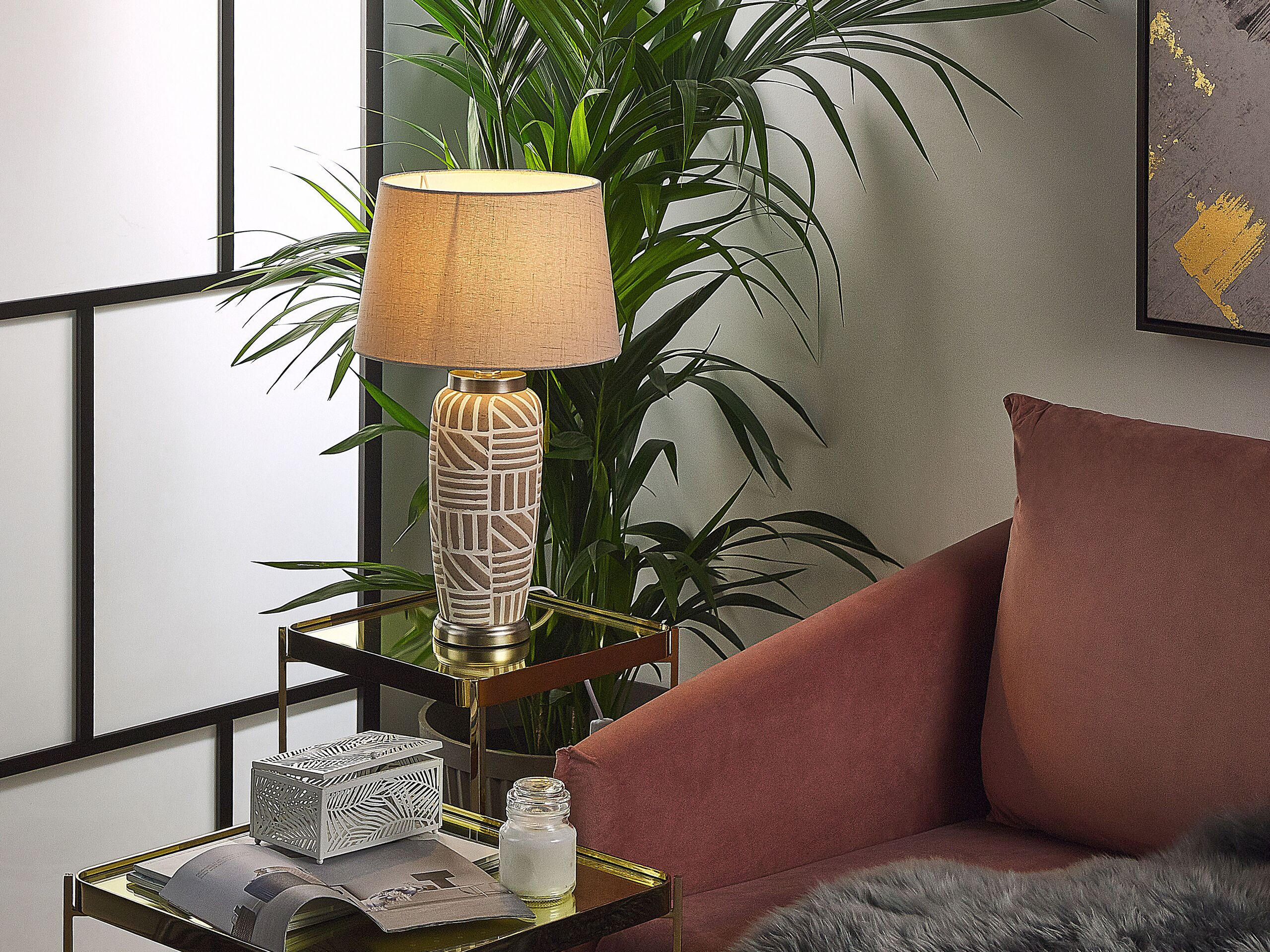 TISCHLAMPE Traisen 28/28/48 cm - Beige, Keramik (28/28/48cm) - Beliani
