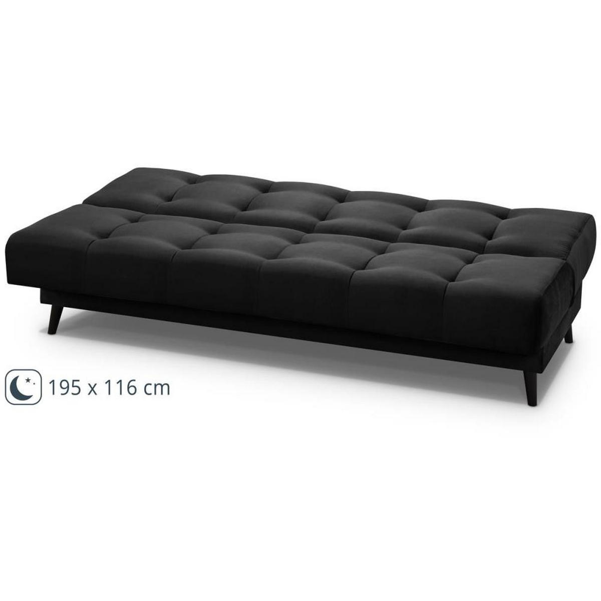 3-SITZER Schlafsofa Nancy schwarz - Schwarz, Holz/Textil (220/89/93cm) - Beautysofa