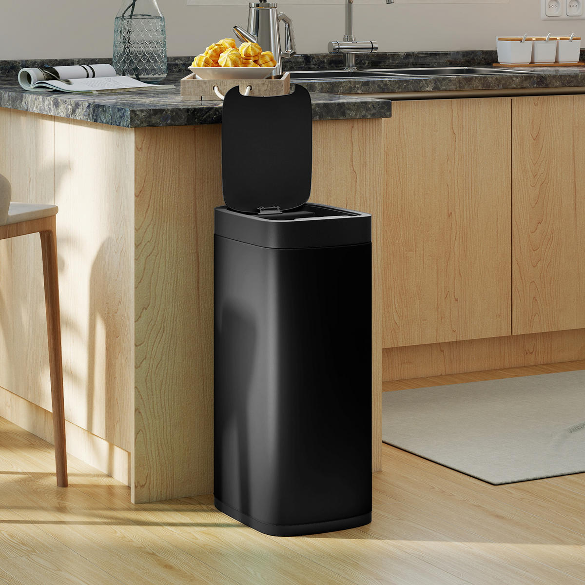 SENSOR-MÜLLEIMER Metall ABS Schwarz - Schwarz, Metall (26.5/68/35.5cm) - HOMCOM