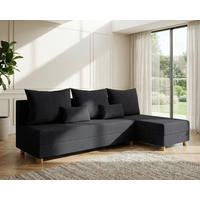 ECKSOFA Lellice L-Form - links oder rechts montierbar, dunkelgrau - Dunkelgrau, Holz (214/122cm) - Homesy