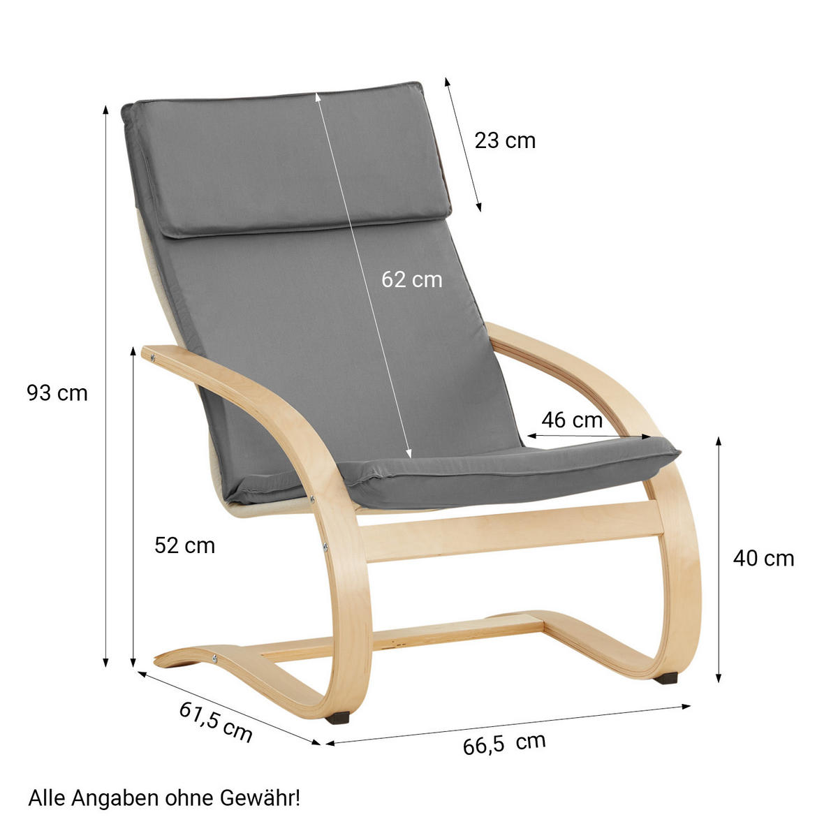 RELAXSESSEL Stoffbezug Grau - Grau, Textil (66/93/61cm) - Homestyle4u