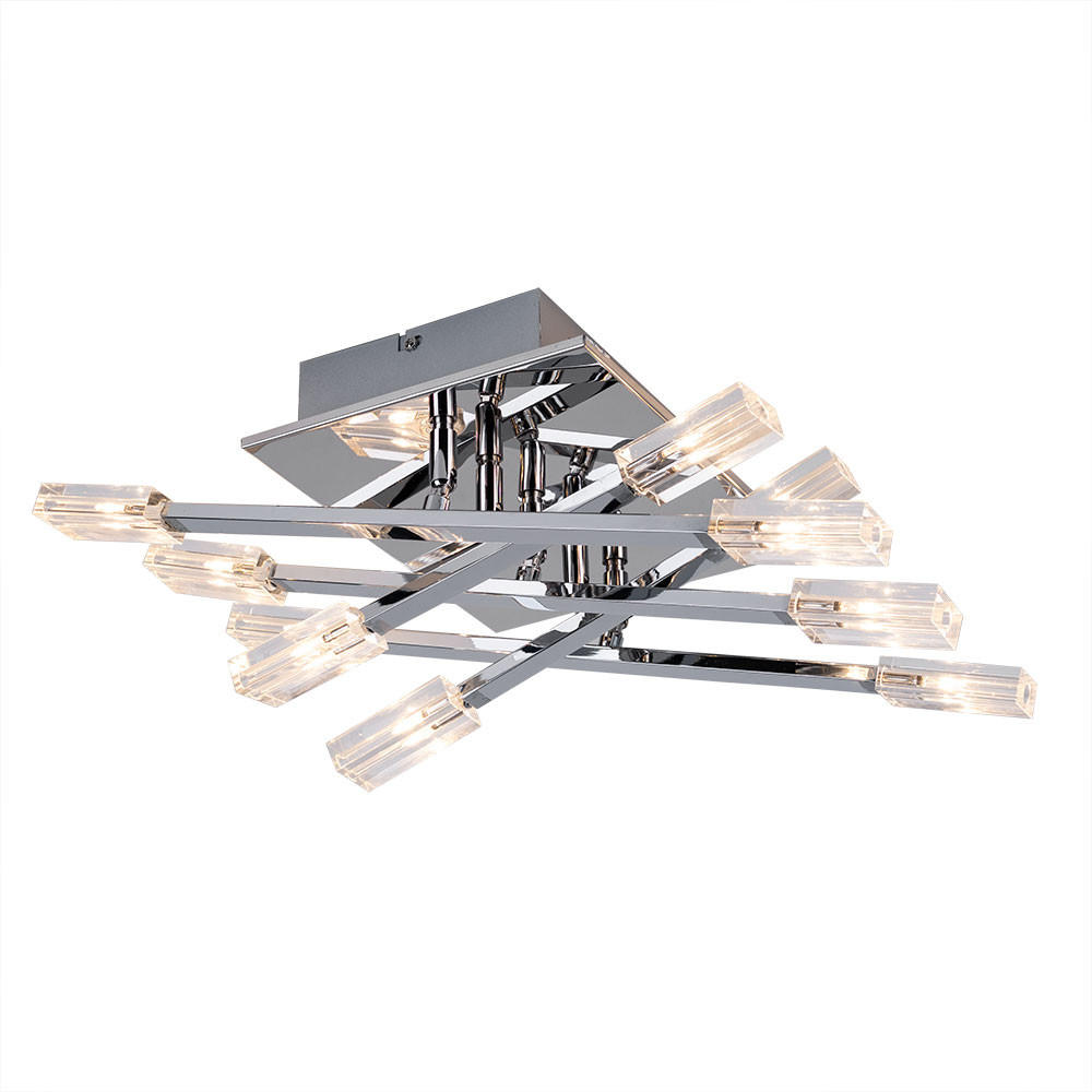 LED DECKENLEUCHTE TRIBAL Glas Silber - Silberfarben, Glas (51.5/28/11cm) - Globo Lighting