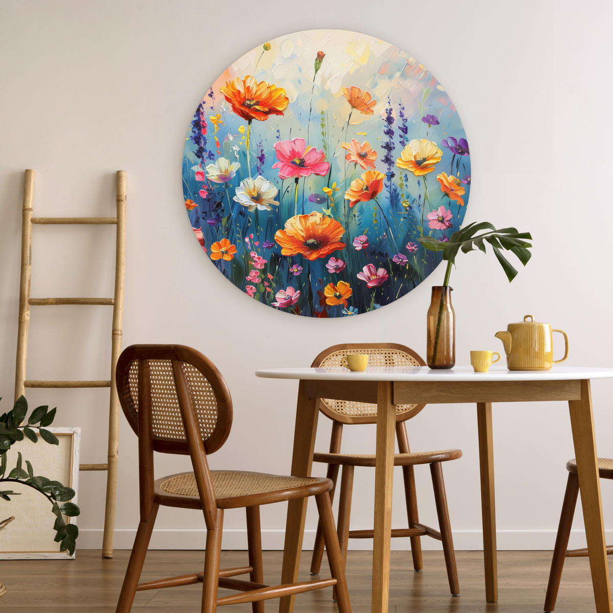 WANDBILD Blumen - Natur - Aquarell - Kunst 90x90 cm - Multicolor, Kunststoff (90/90cm) - MuchoWow