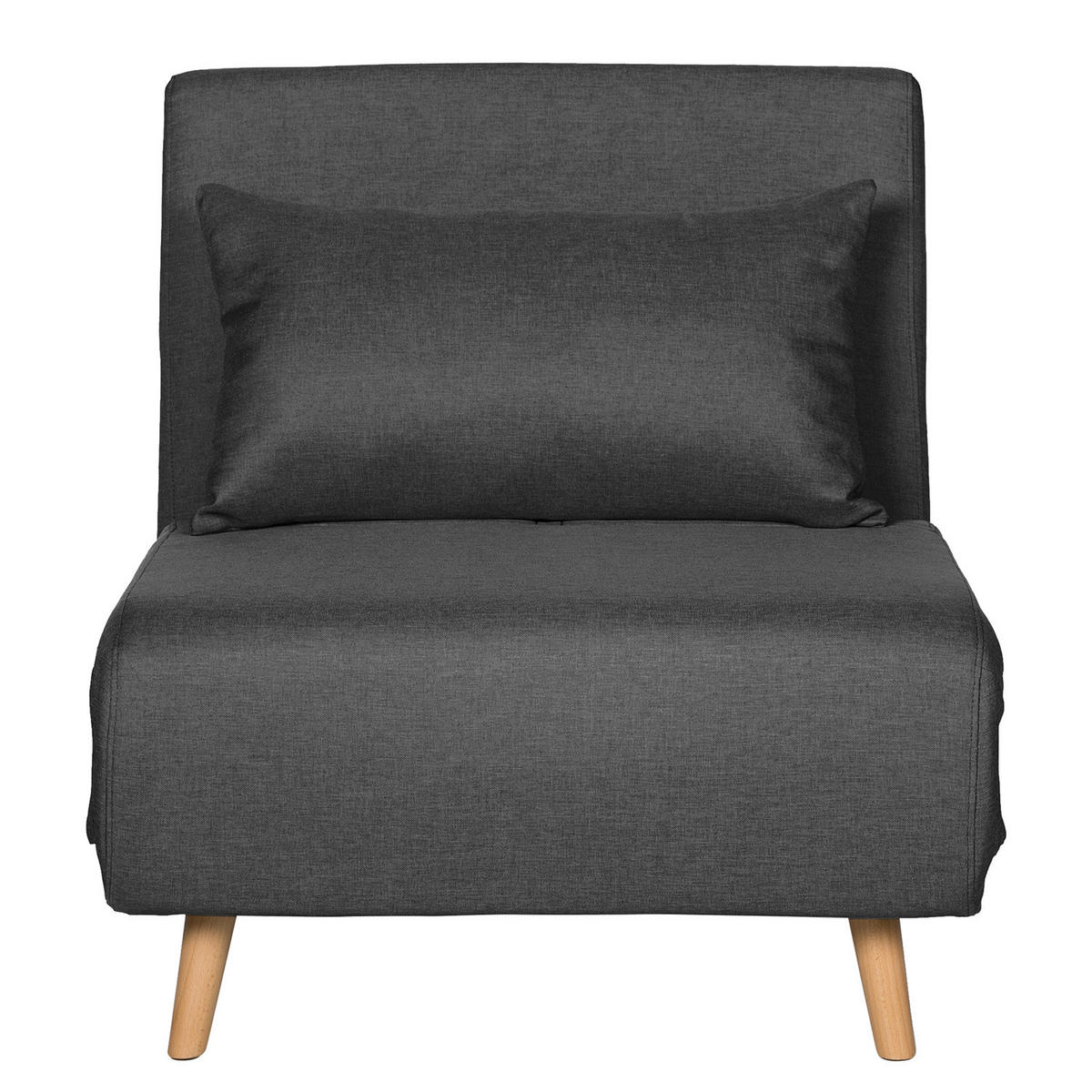 SCHLAFSESSEL - Textil / Teilmassivholz - Dunkelgrau/Buchefarben, Holz/Buchenholz (77/81/90cm) - home24