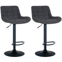 BARHOCKER 2er Set Stoff schwarz - Schwarz, Textil/Metall (48/81/54cm) - CLP